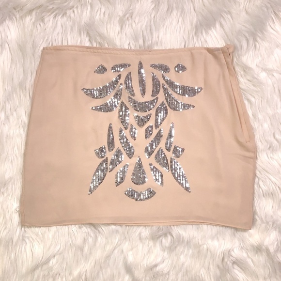 H&M Nude Silver Sequins Skirt - Picture 1 of 7